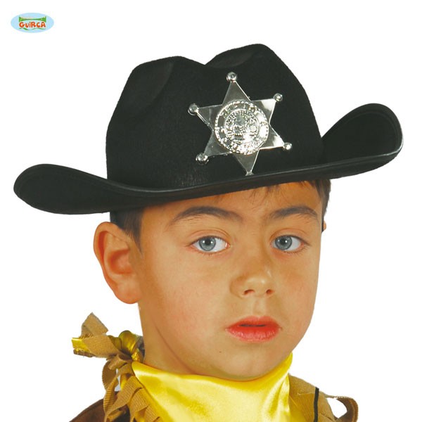 Sheriff-Cowboyhut schwarz Kinder