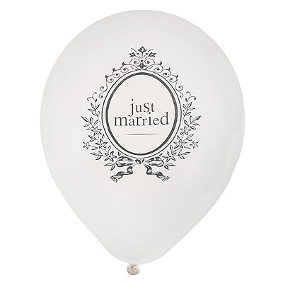 Luftballons Just Married weiß