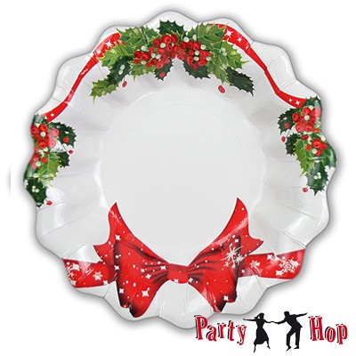 Pappteller Weihnachtsschleife tief