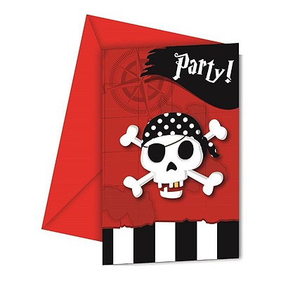 Einladungsset Piratenparty 6er