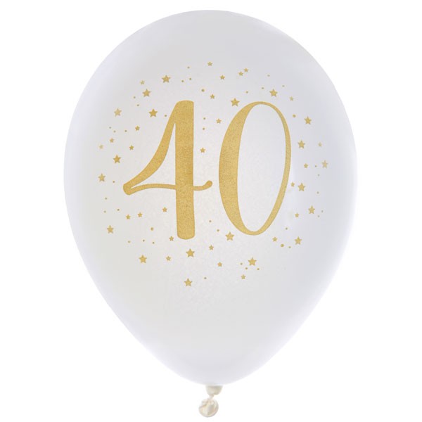 Luftballons Zahl 40 weiß gold