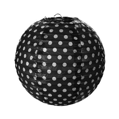 Partydeko Papierlampions Dots schwarz